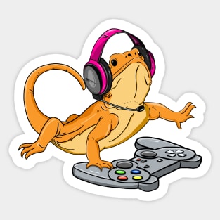 Bearded Dragon Headphones Video Game Sticker